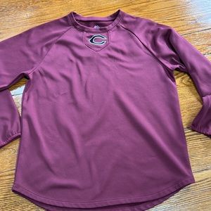 Majestic jersey, youth large.  Wine, long sleeve, Cincinnati emblem #34.